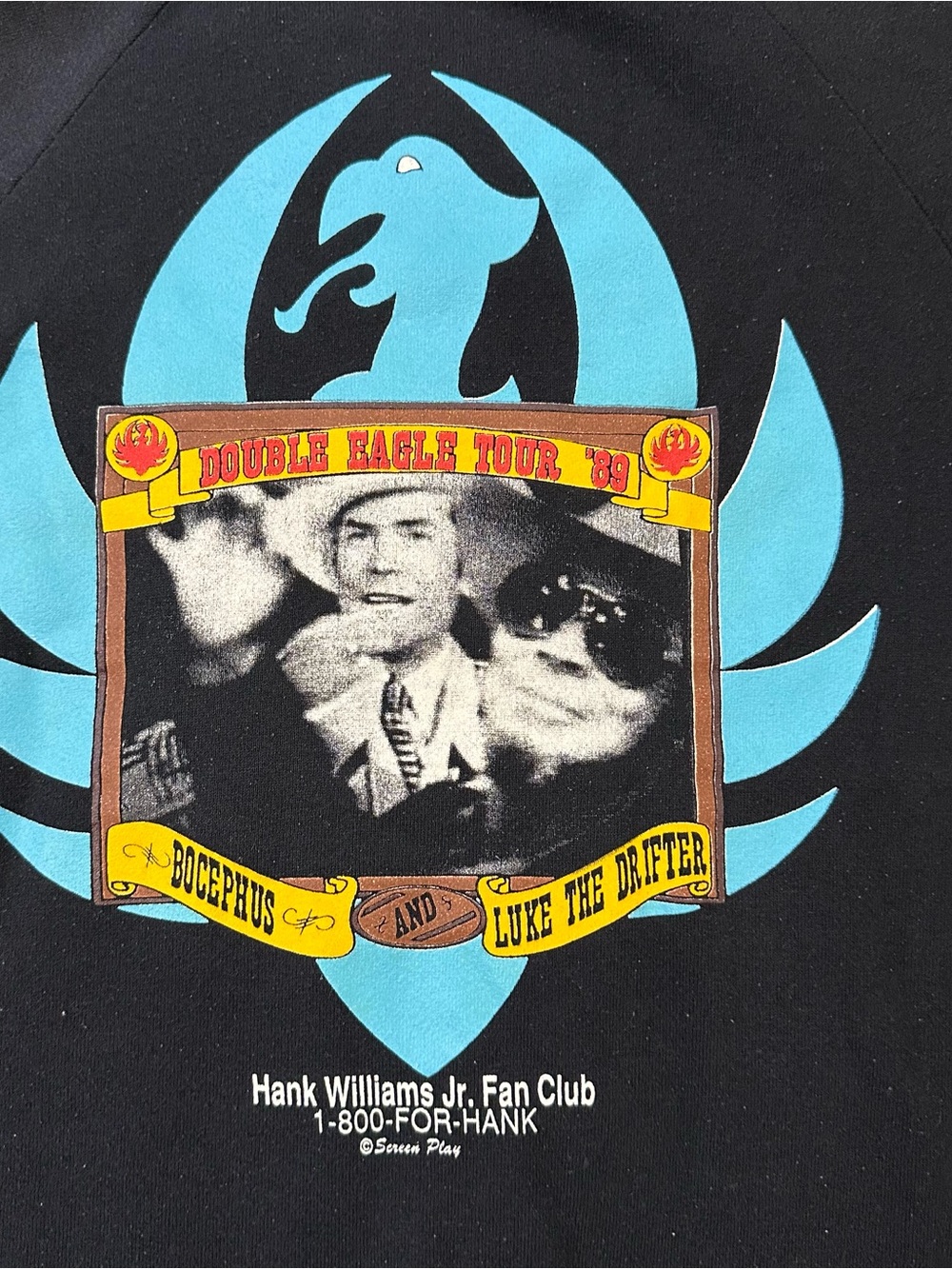VTG 80s Hank Williams There’s A Tear In My Beer Double Eagle Tour Sweatshirt XXL - Picture 7 of 10
